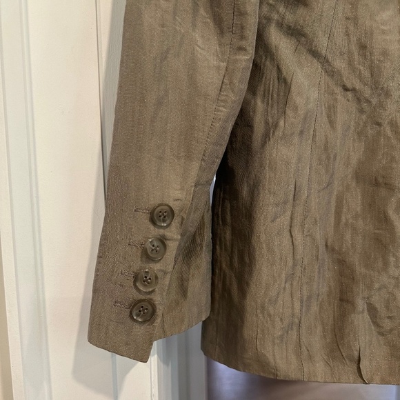 Richard Chai "Love" Taupe Crinkled Style Blazer w/ Metallic Sheen - Size 8 - Picture 7 of 12